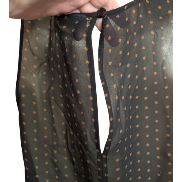 Halogen Black & Brown Polka Dot Sheer Sleeveless Top Size S - Picture 7 of 11